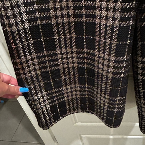 NY&CO Palazzo Pant Black Plaid Metallic 7th Avenue - Picture 7 of 15